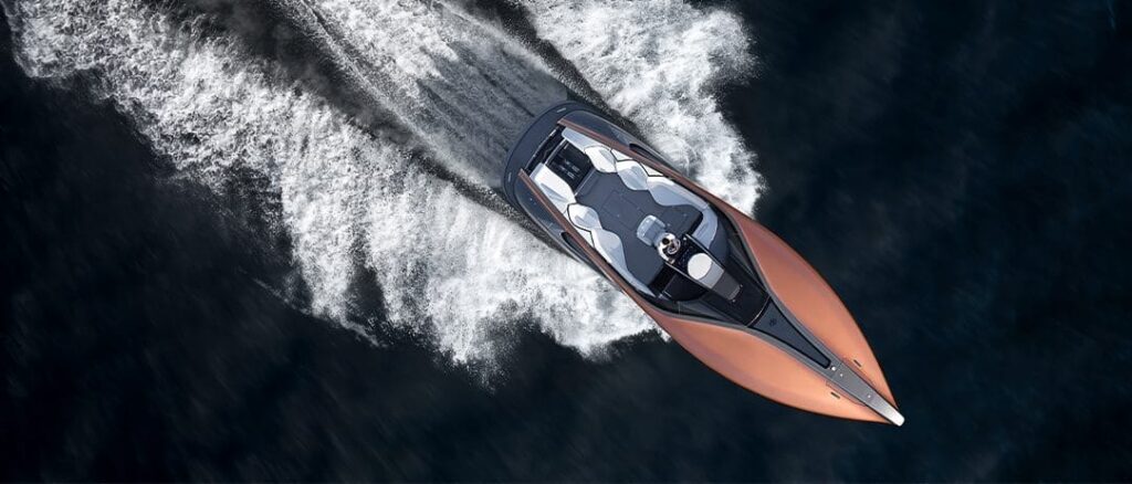 Boat races across the waves.